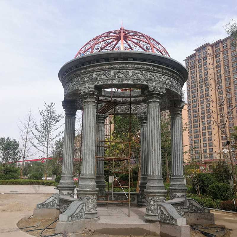 歐式景觀涼亭，小區(qū)花園休息亭子，石雕景觀亭子，綠色景觀涼亭1.jpg